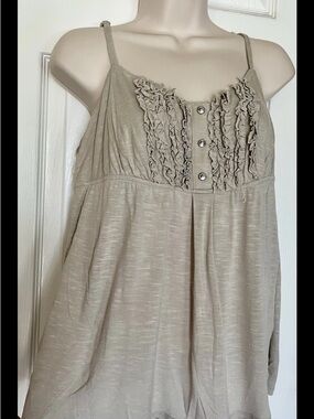 INC International Concepts Taupe Ruffle-Front Tank - Size Petite L - Never Worn